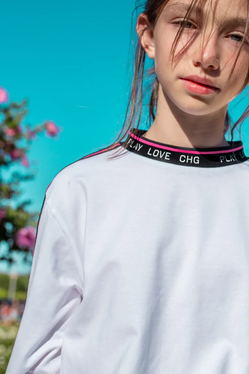 Camiseta deportiva manga larga niña blanca | Bajo ajustable - Imagen 4