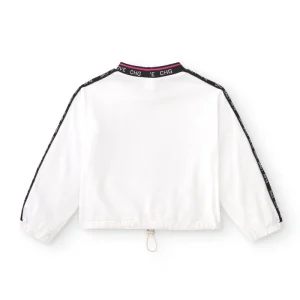 Camiseta deportiva manga larga niña blanca | Bajo ajustable