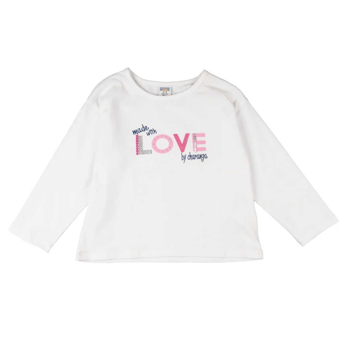 Camiseta manga larga niña blanca LOVE - Imagen 3