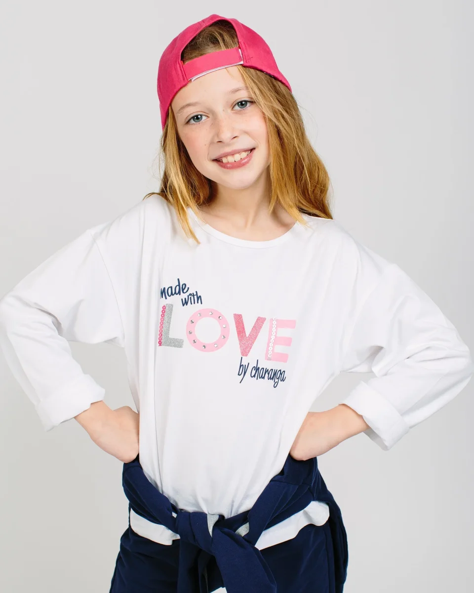 Camiseta manga larga niña blanca LOVE - Imagen 6