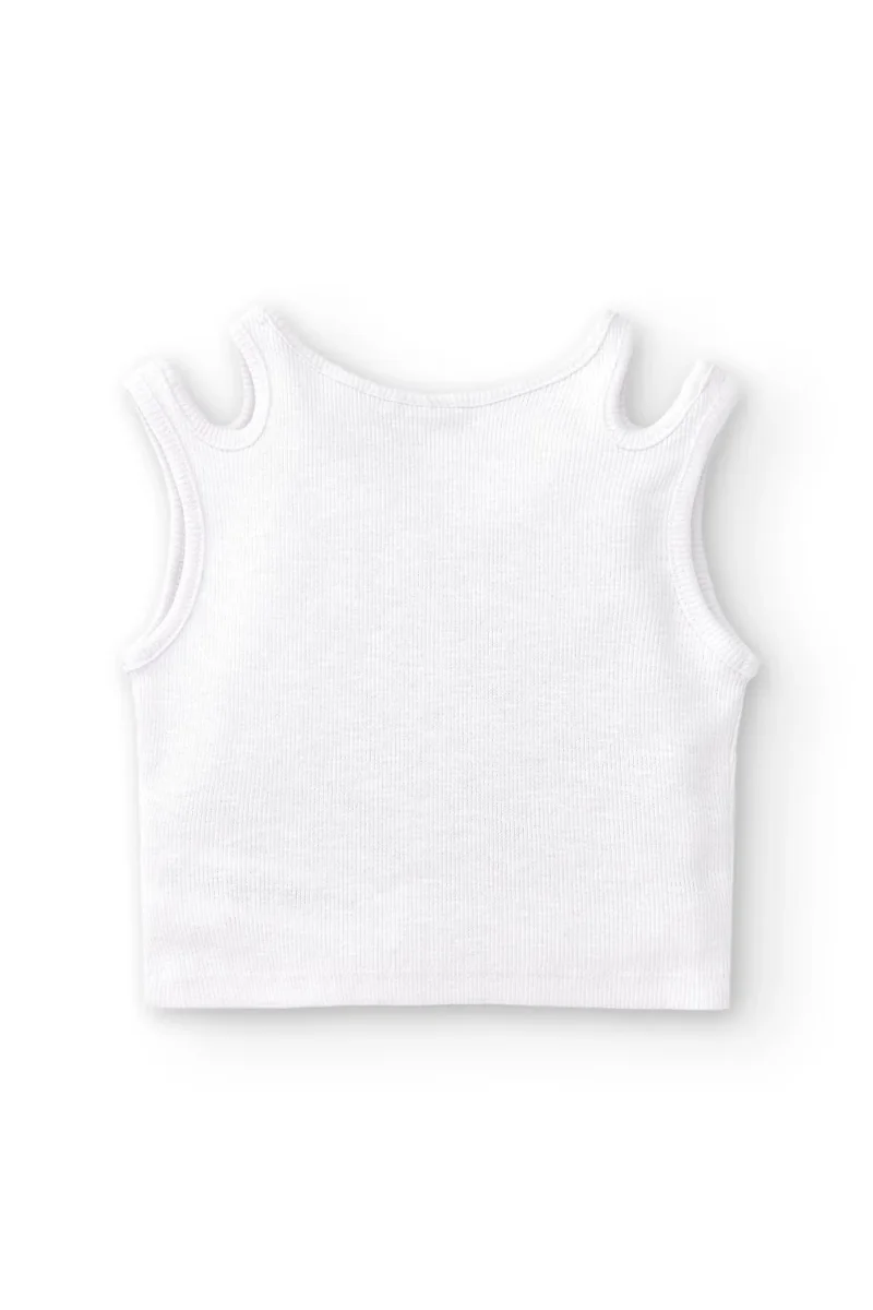 Camiseta de tirantes de niña blanca - Imagen 4