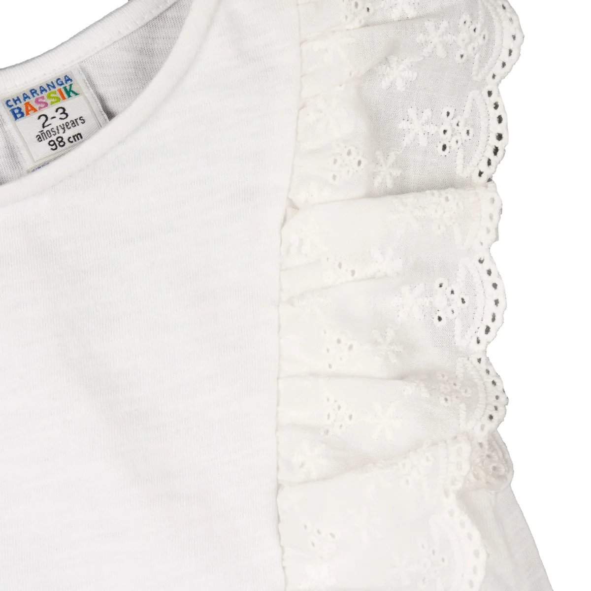 Camiseta niña blanca con volantes - Imagen 5