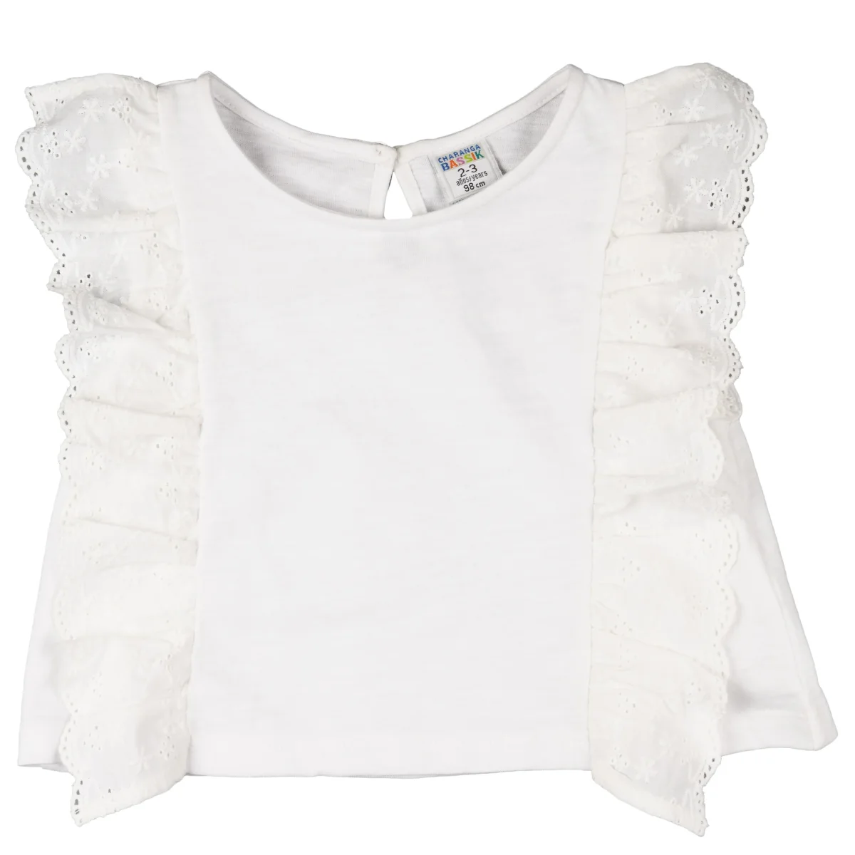 Camiseta niña blanca con volantes - Imagen 3