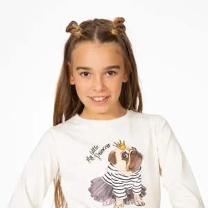 Camiseta de manga larga de niña perro