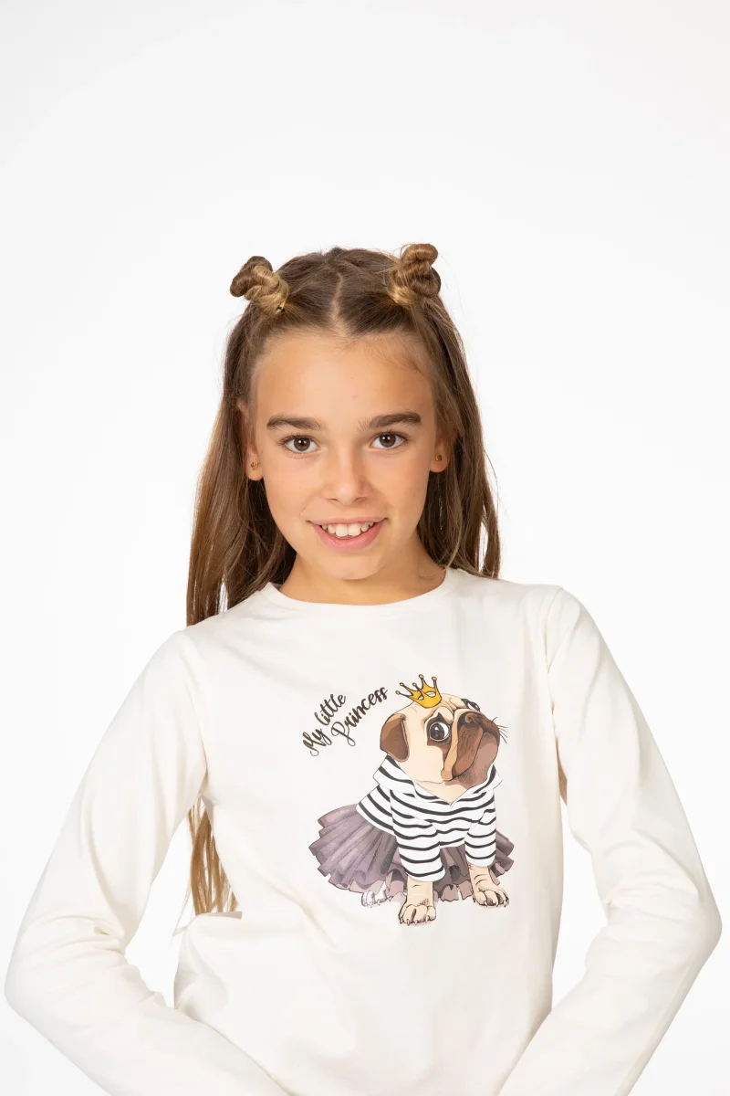 Camiseta de manga larga de niña perro