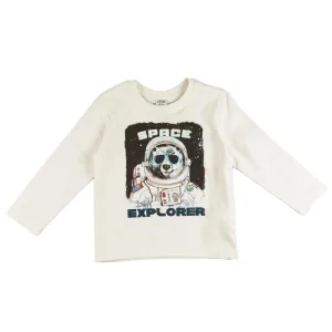 Camiseta manga larga de niño color crudo Space