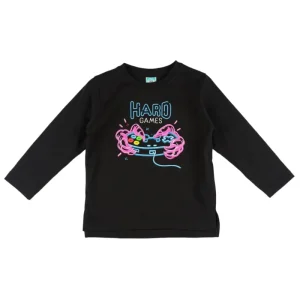 Camiseta manga larga de niño negro New Gamer
