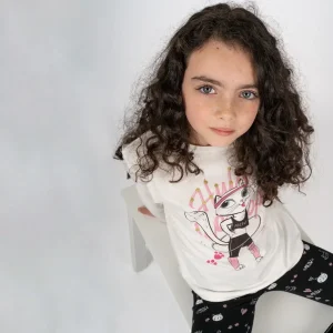 Camiseta manga larga de niña color crudo