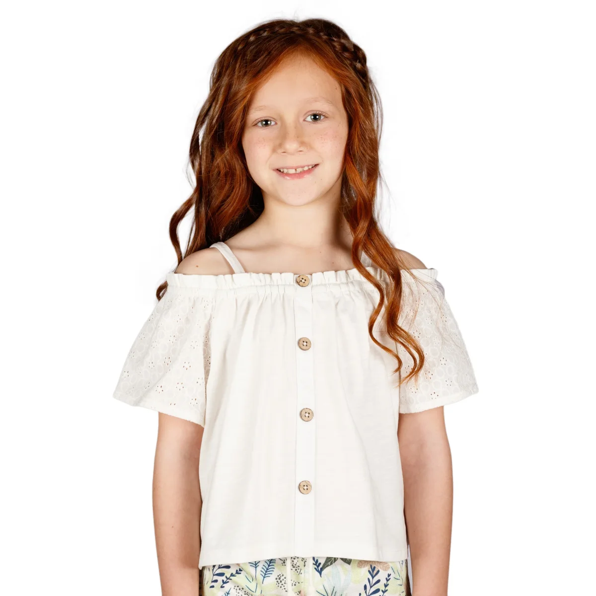 Blusa niña crudo bordado inglés - Imagen 5