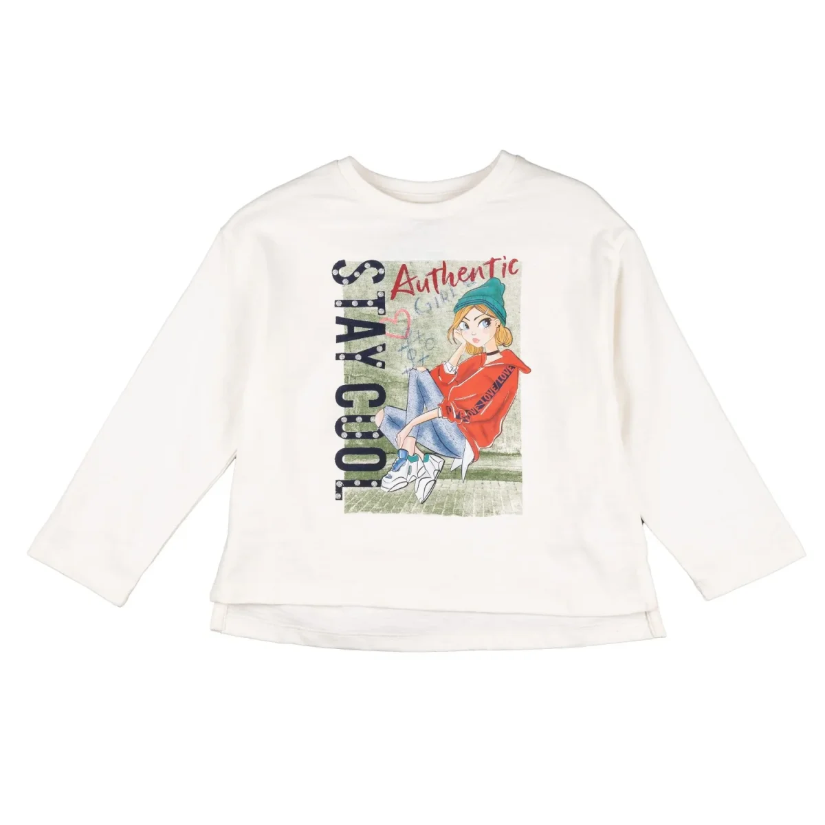 Camiseta manga larga de niña color crudo - Imagen 3