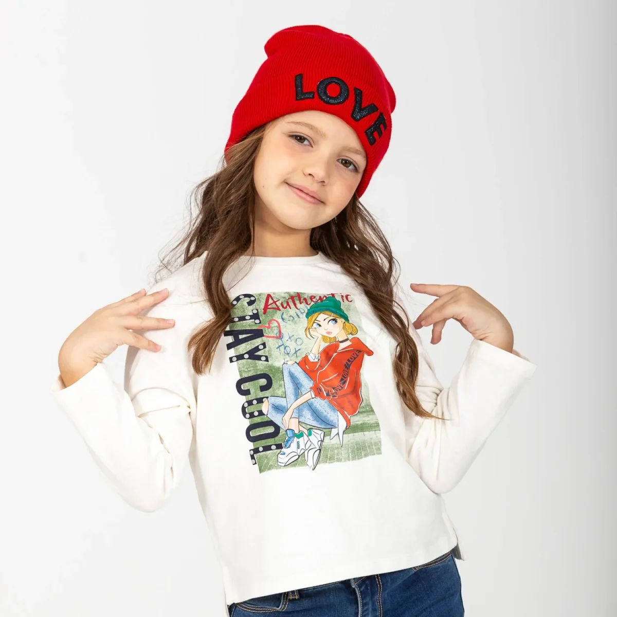 Camiseta manga larga de niña color crudo - Imagen 2