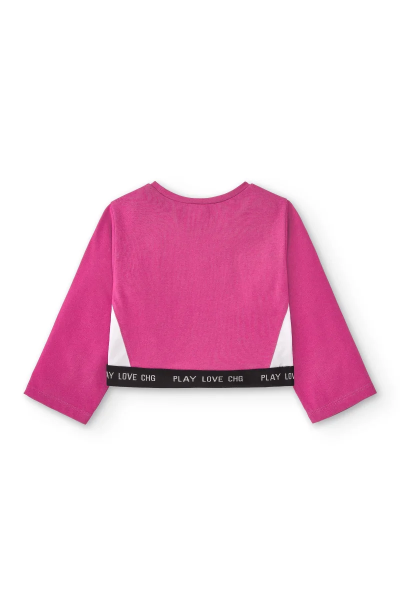 Crop top deportivo niña fucsia | Ajuste elástico - Imagen 4