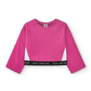 Crop top deportivo niña fucsia | Ajuste elástico