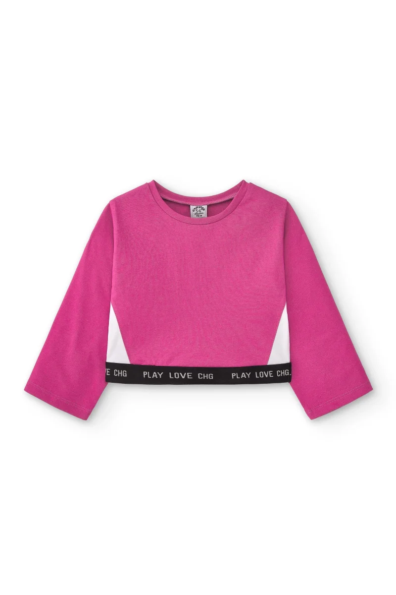 Crop top deportivo niña fucsia | Ajuste elástico - Imagen 2
