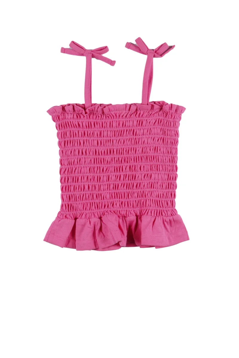 Camiseta niña fucsia con lazos - Imagen 3
