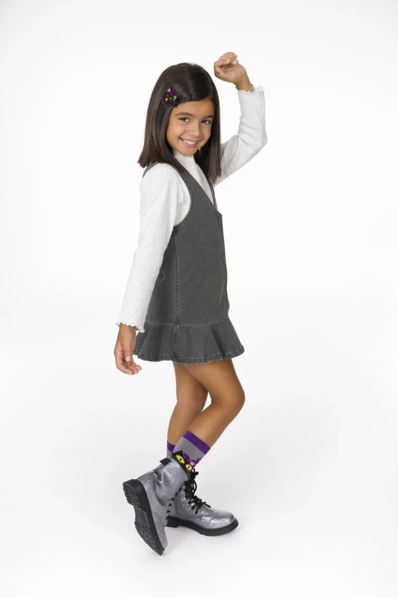 Camiseta niña manga larga gris | Básica - Imagen 4