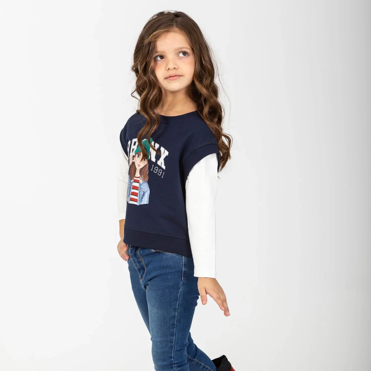 Camiseta manga larga de niña color marino