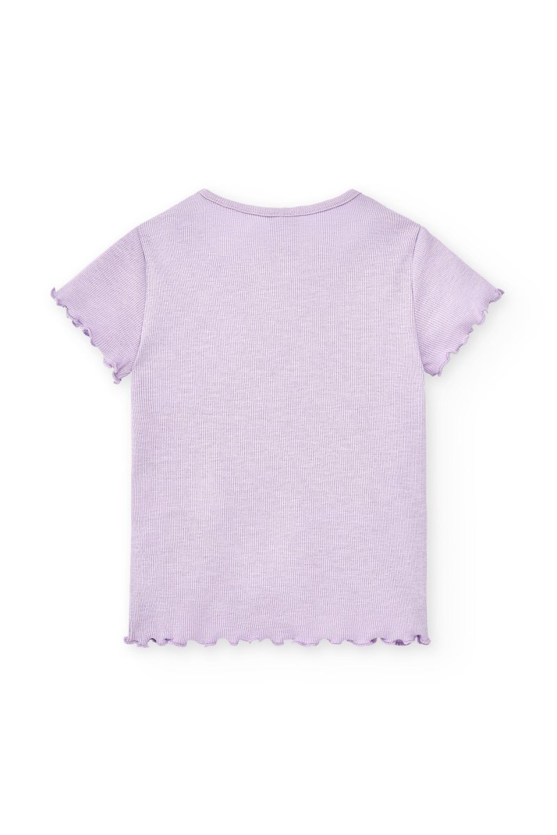 Camiseta de niña morado detalle corazón plateado - Imagen 3