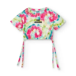Camiseta corta de niña multicolor tie dye