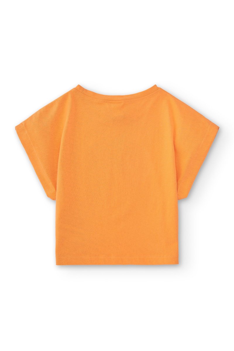Camiseta de niña naranja estampado floral - Imagen 4