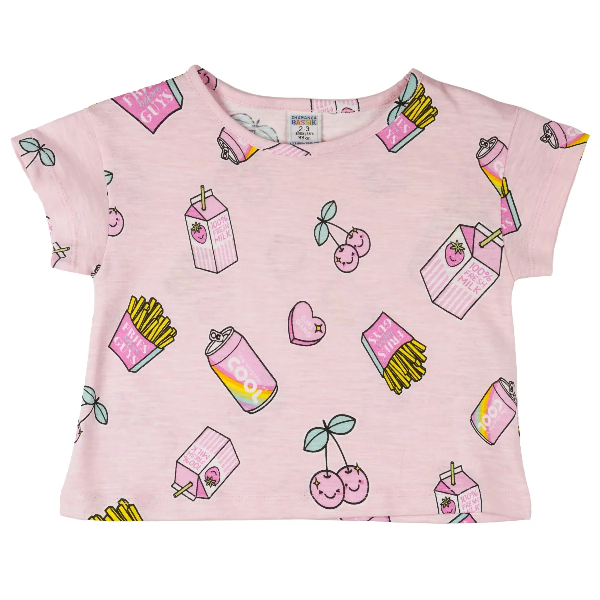Camiseta niña rosa fast food - Imagen 3