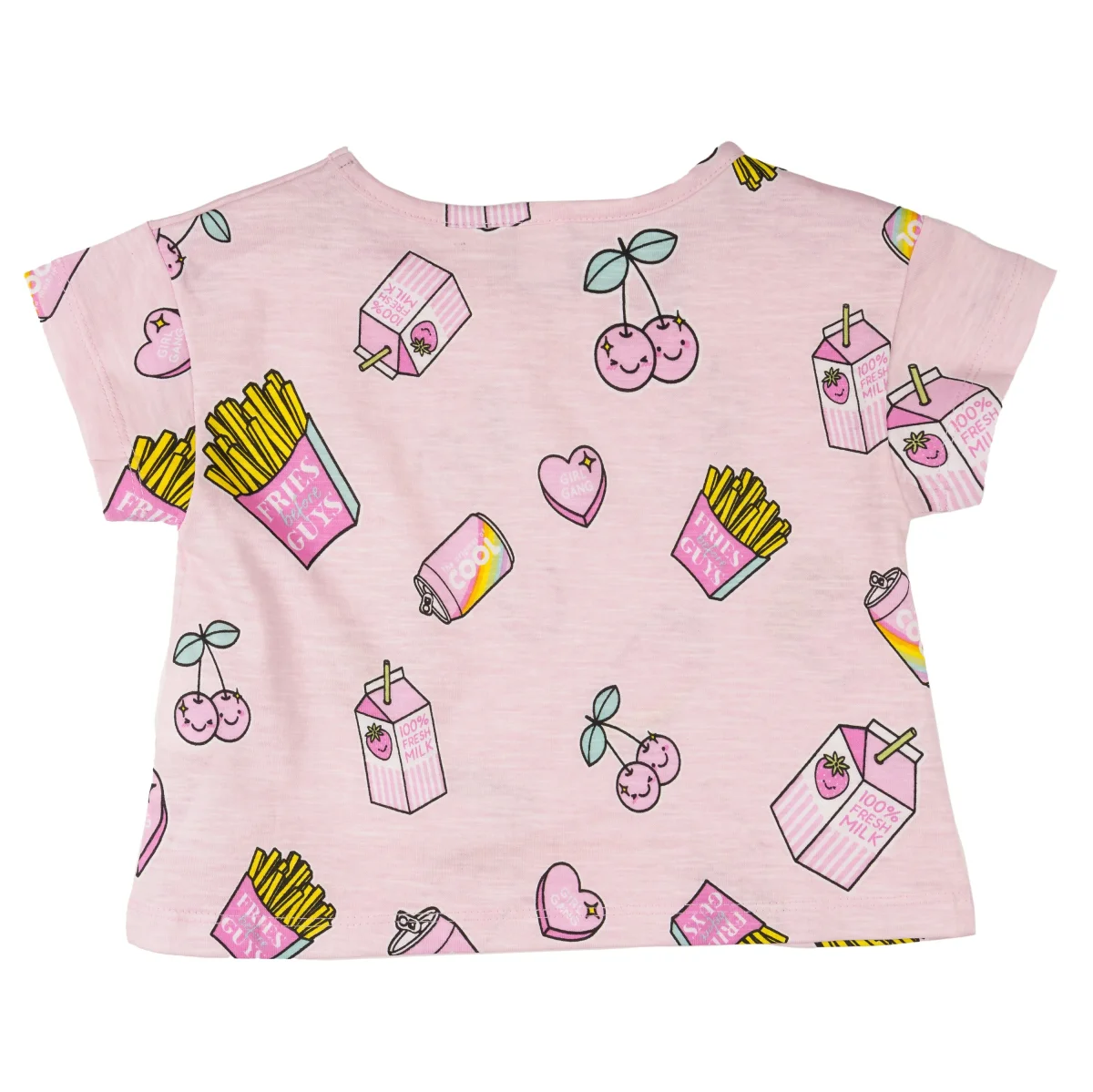 Camiseta niña rosa fast food - Imagen 4