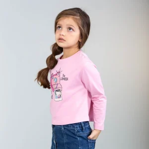 Camiseta manga larga de niña color rosa