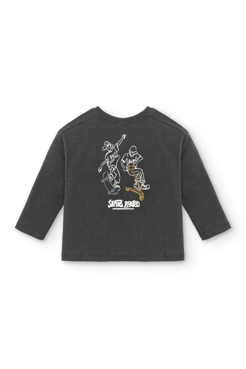 Camiseta manga larga de niño en color antracita skate - Imagen 6