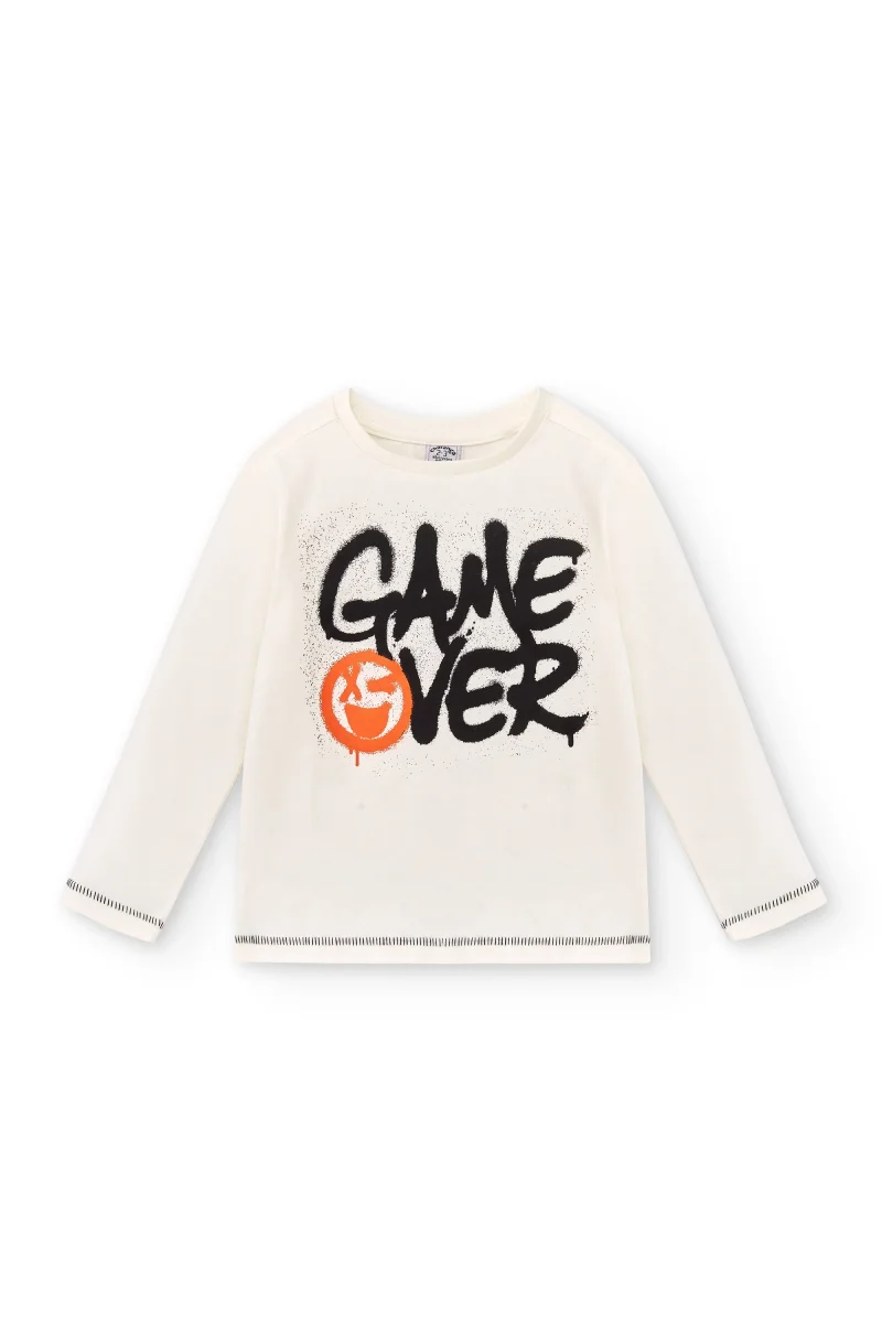 Camiseta manga larga de niño color crudo Game Over - Imagen 5