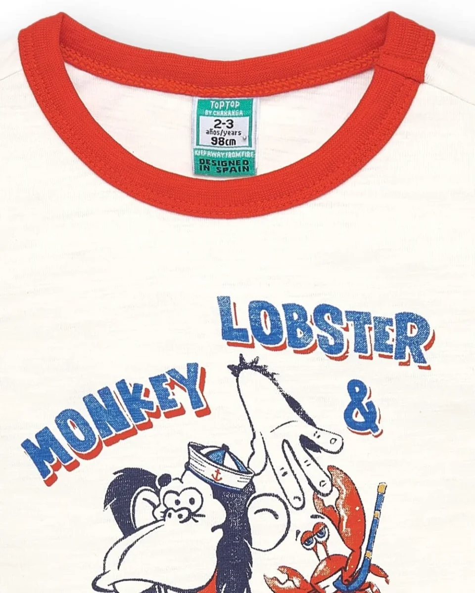 Camiseta niño cruda estampado marinero - Imagen 6