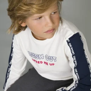 Camiseta manga larga de niño color crudo Rush out