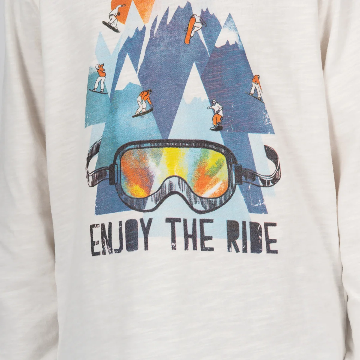 Camiseta manga larga de niño color crudo snowboard - Imagen 4