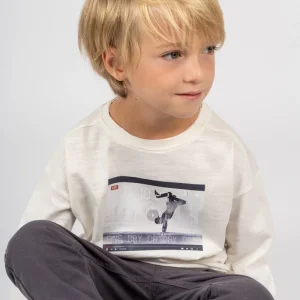 Camiseta manga larga de niño blanca de algón orgánico