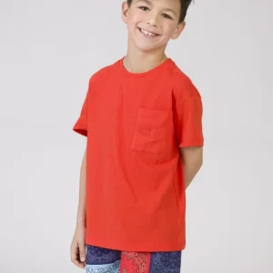 Camiseta de niño rojo con bolsillo