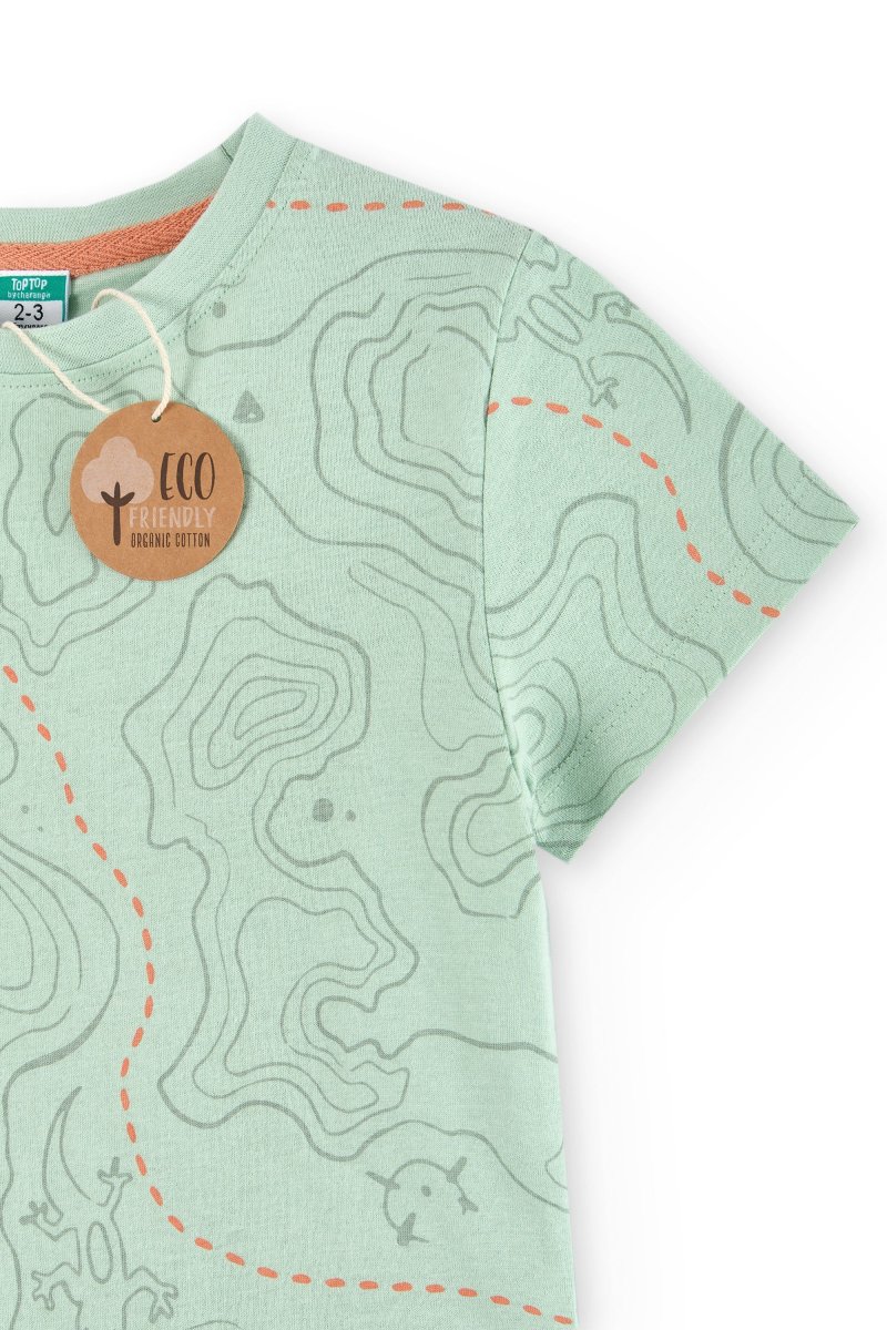 Camiseta niño mapa verde algodón orgánico - Imagen 4