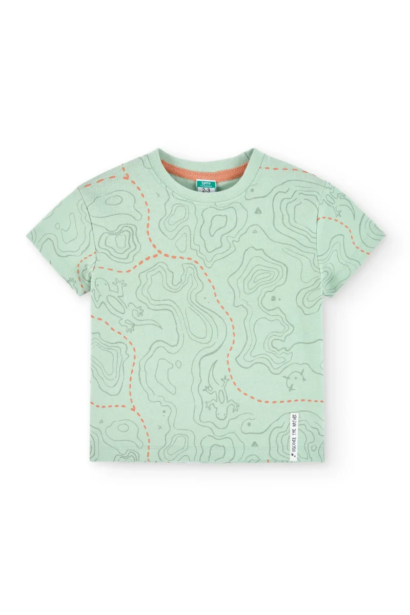Camiseta niño mapa verde algodón orgánico - Imagen 2