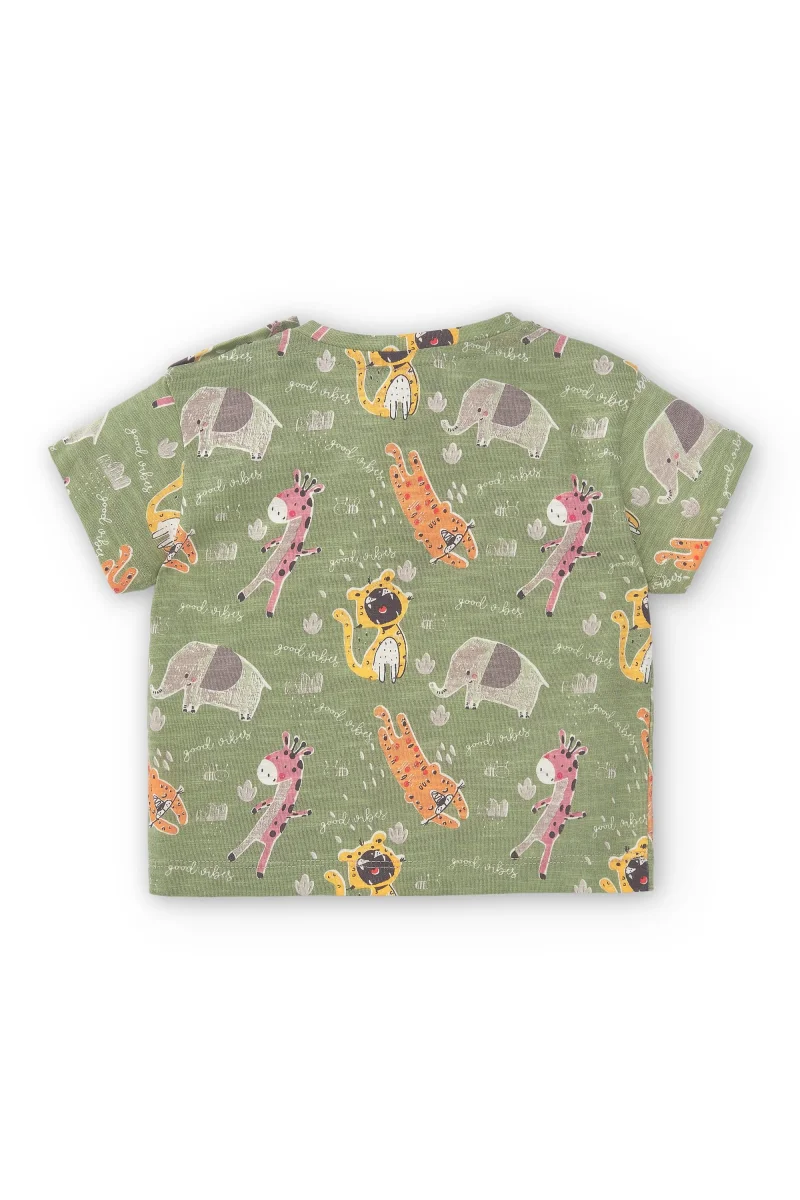 Camiseta verde estampada de animales de recién nacido - Imagen 3