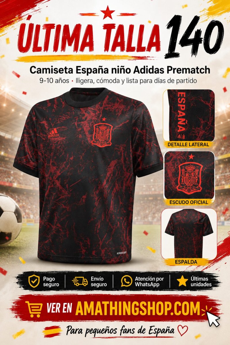 ADIDAS – Camiseta España Niño Adidas Prematch FS3481 9-10 Años (140) - Imagen 9