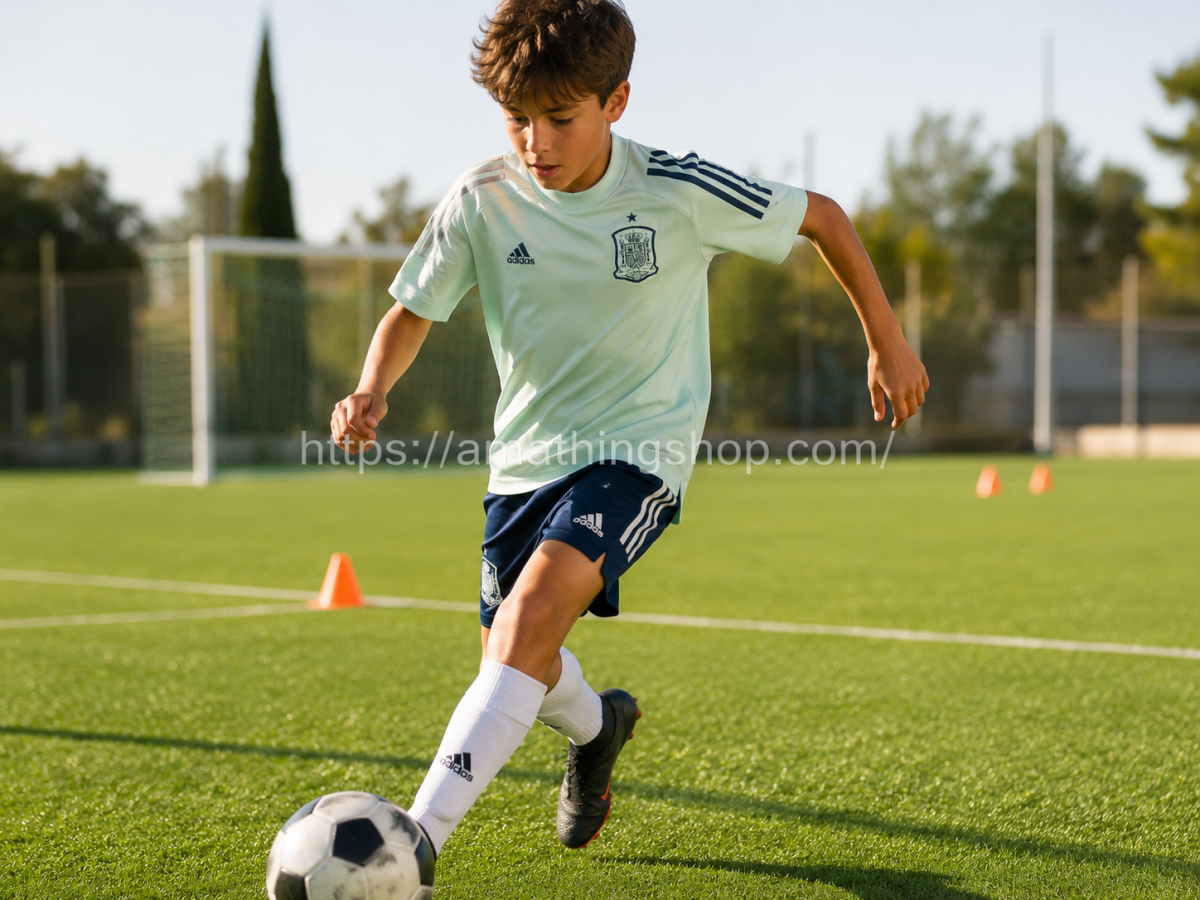 ADIDAS – Camiseta Niño Entrenamiento Selección Española Adidas Verde Menta FI6276 - Imagen 4
