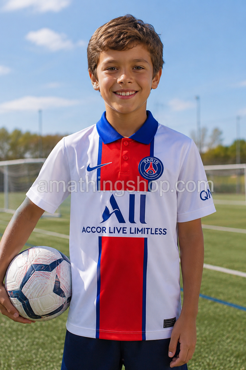 NIKE – Camiseta Niño Paris Saint-Germain Blanco 2020/2021 🔥 Camiseta Nike PSG Niño 2020/21 2ª Equipación Blanca CD4507-101 Oferta ⚽ - Imagen 4