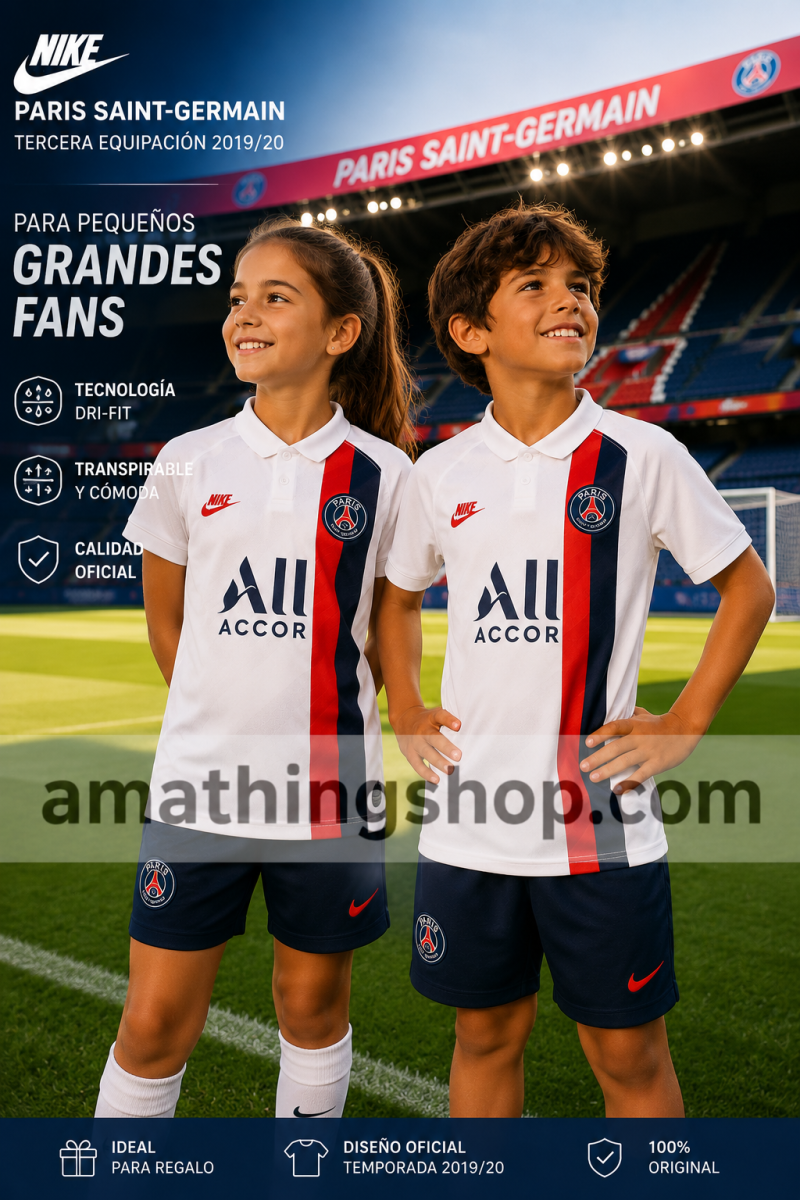 NIKE – Camiseta Niño Paris Saint-Germain Blanca 2019/2020 ¡Edición Oficial con Descuento! - Imagen 8