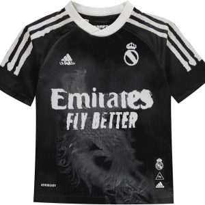ADIDAS – Camiseta Real Madrid Niño Human Race 9-10 años – Adidas Oficial Negra/Blanca