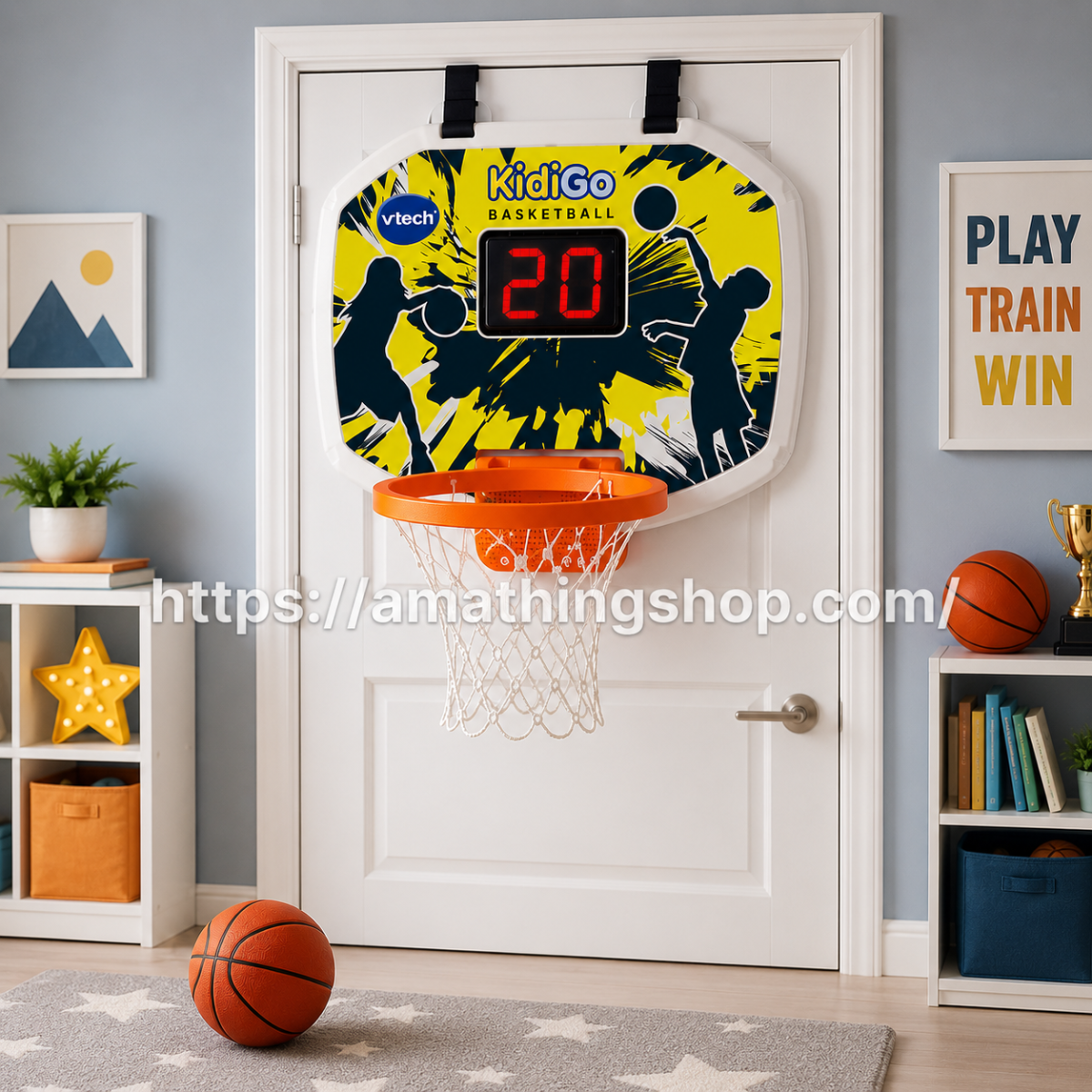 VTECH – Canasta de Baloncesto Interactiva VTech KidiSports para Puerta con Marcador Digital - Imagen 5