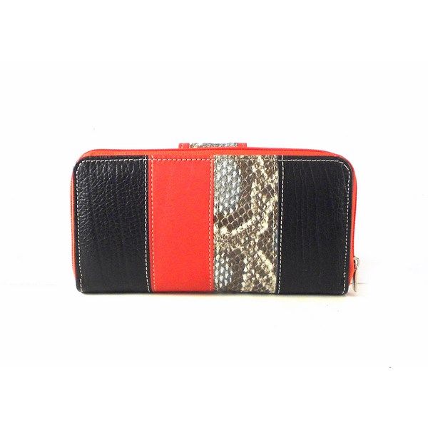 Billetera para mujer grande en piel Nilo serpiente print con monedero de cremallera - Imagen 4