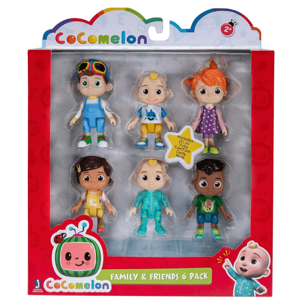 COCOMELON – Pack 6 Figuras Familia y Amigos 7-8cm Articuladas JJ YoYo TomTom Cody