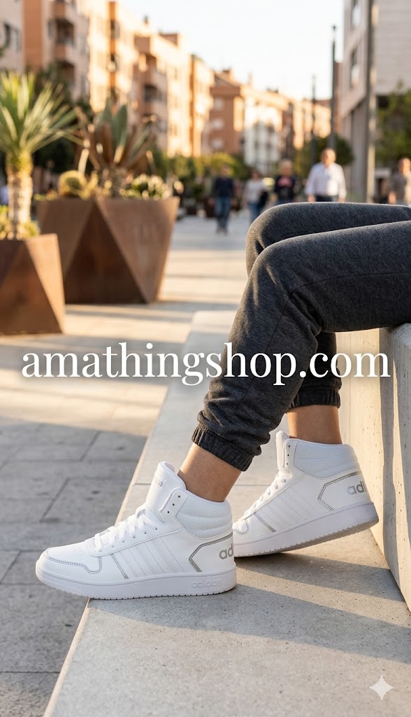 ADIDAS – Zapatillas Mujer Hoops 2.0 Mid Blanca Metalizada Talla 40 2/3 EU - Imagen 5