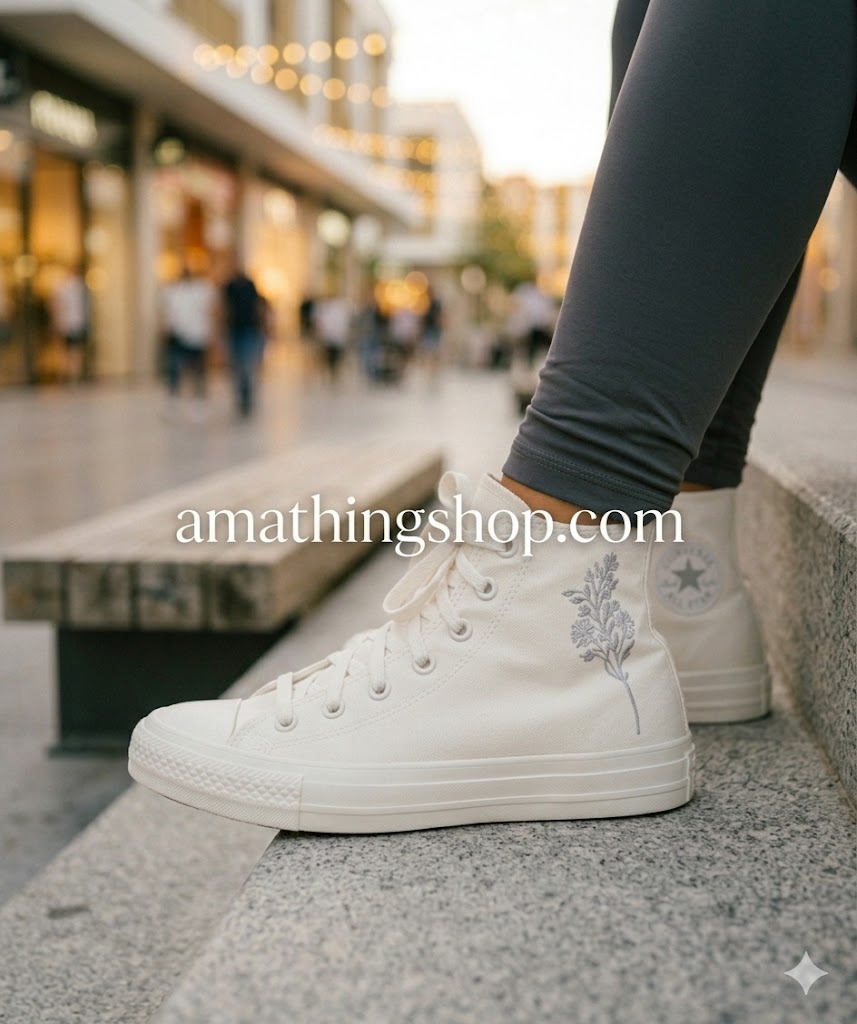 CONVERSE- Zapatillas Converse Chuck Taylor All Star High Blanca Mujer 39 Flores Plata Lona - Imagen 5
