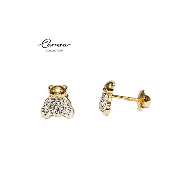 Pendientes Osito Diamantado 7x8mm - Imagen 3