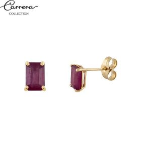 Pendientes rubí baguette