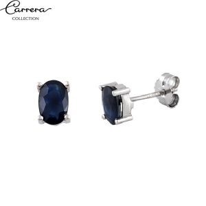 Pendientes zafiro oval